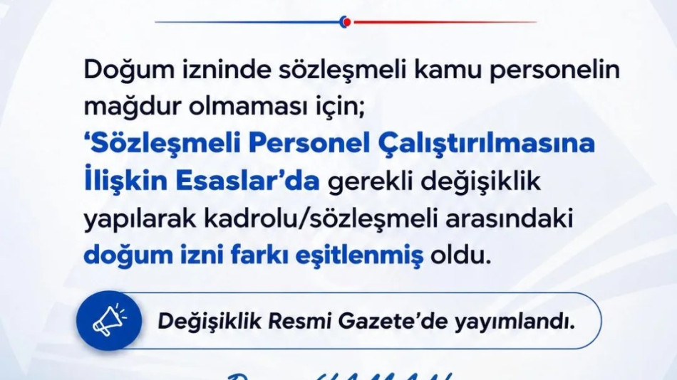 Sözleşmeli Personelin Doğum Analık İzniyle İlgili Talep Yazımız Dikkate Alındı
